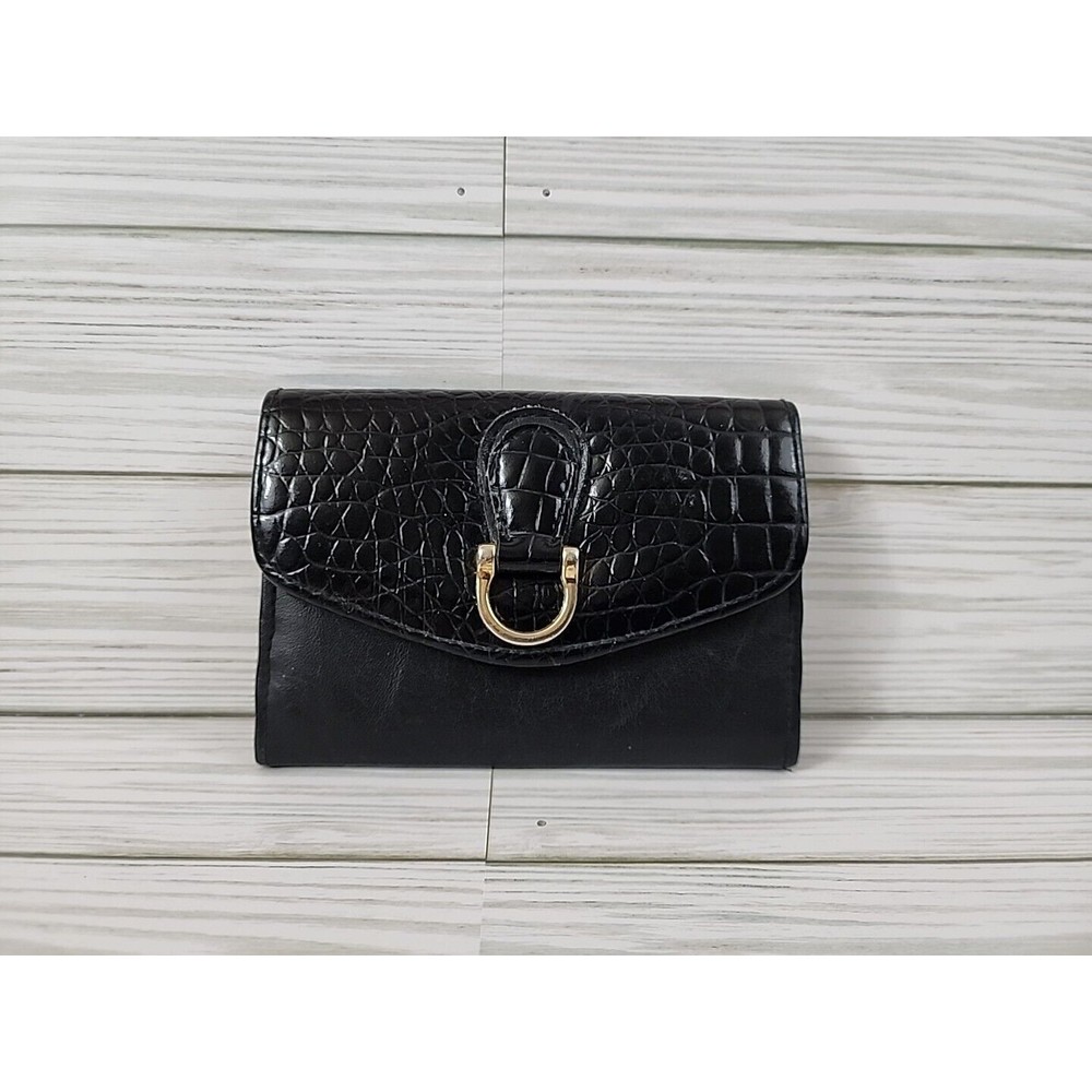 Vintage Roger Gimbel Wallet Clutch Zip Coin Black 5.5 X 4.25 Pockets Snap Close